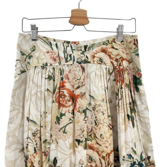 Peruvian Connection Leilani Skirt Floral Button Front A-Line Pleated Size US 6 - Picture 3 of 10